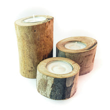 Load image into Gallery viewer, Rustic wood tea light holders- 3pcs