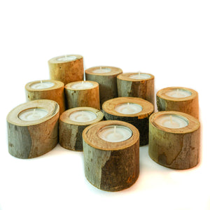 Rustic wood tea light holders- 20pcs